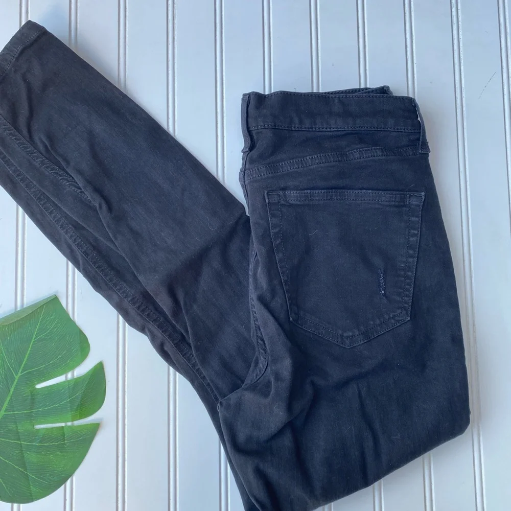 TopShop Distressed Black MoTo Jaime Skinny Jeans